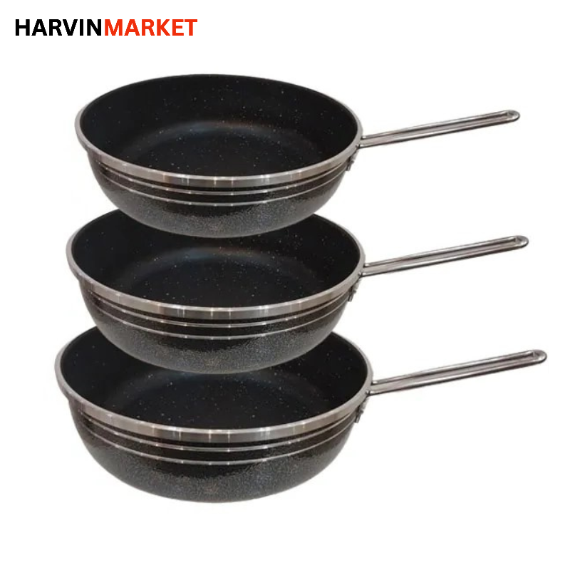 ماهیتابه گرانیتی تک دسته استیل