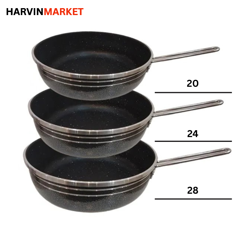 ماهیتابه گرانیتی تک دسته استیل