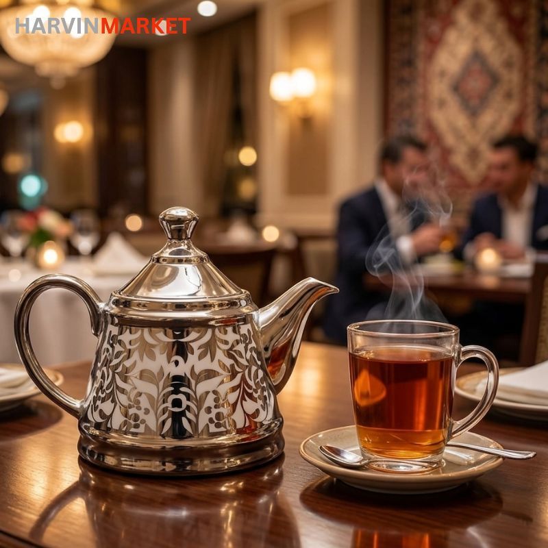 قوری چینی آبکاری شده مدل 0036