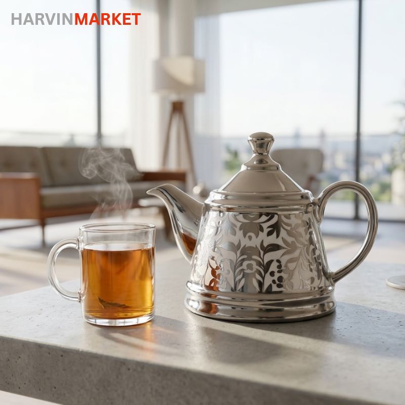 قوری چینی آبکاری شده مدل 0036