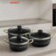 ست قابلمه نچسب 7 پارچه مشکی مات Non-Stick Cookware Set مدل 2201-SB طراحی ایتالیا طرح لانه زنبوری
