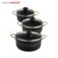 ست قابلمه نچسب 7 پارچه مشکی مات Non-Stick Cookware Set مدل 2201-SB طراحی ایتالیا طرح لانه زنبوری