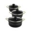 ست قابلمه نچسب 7 پارچه مشکی مات Non-Stick Cookware Set مدل 2201-SB طراحی ایتالیا طرح لانه زنبوری