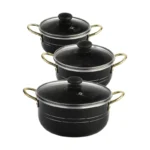 ست قابلمه نچسب 7 پارچه مشکی مات  Non-Stick Cookware Set مدل 2201-SB  طراحی ایتالیا طرح لانه زنبوری