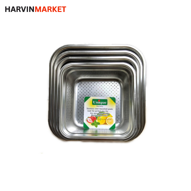 سرویس آبکش و لگن استیل 8 تیکه مربع یونیک (Unique) اصلی