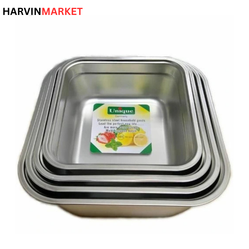 سرویس آبکش و لگن استیل 8 تیکه مربع یونیک (Unique) اصلی