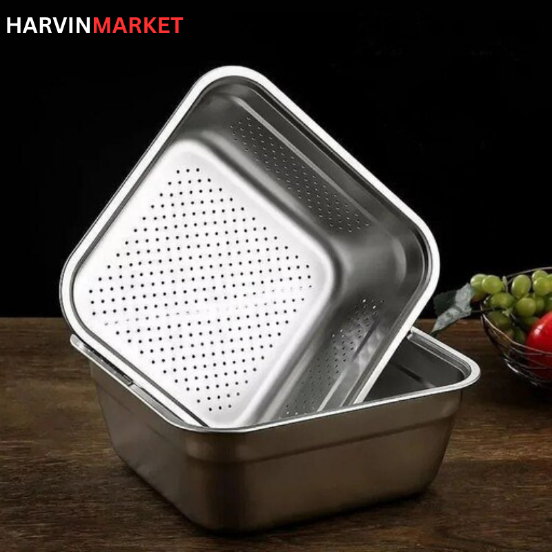 سرویس آبکش و لگن استیل 8 تیکه مربع یونیک (Unique) اصلی