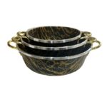 سرویس 3 تابه طرح سنگ ماربل دسته طلایی برند پرتو کالا