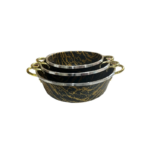 سرویس 3 تابه طرح سنگ ماربل دسته طلایی برند پرتو کالا