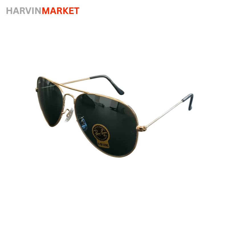 عینک آفتابی مردانه ری‌بن (Ray-Ban) مدل خلبانی - فریم طلایی و لنز G-15 مشکی
