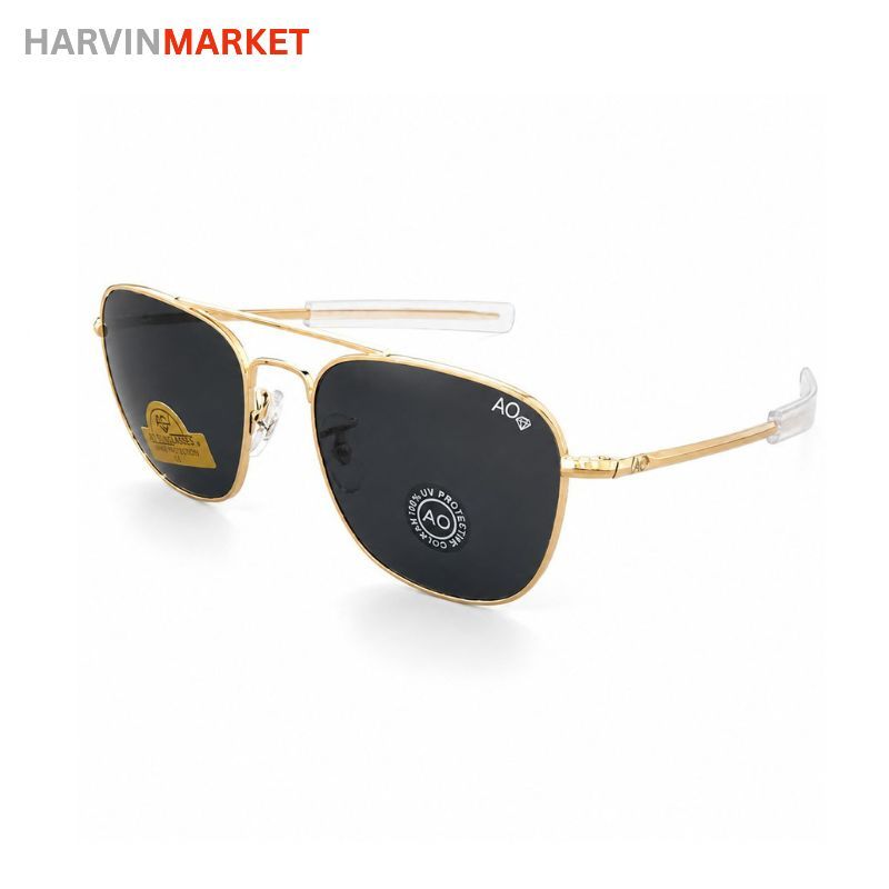 عینک آفتابی خلبانی مردانه طلایی AO - لنز مشکی Diamond Hard