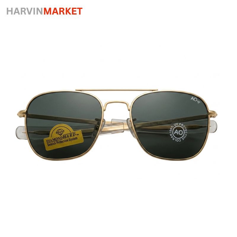 عینک آفتابی خلبانی مردانه طلایی AO - لنز مشکی Diamond Hard