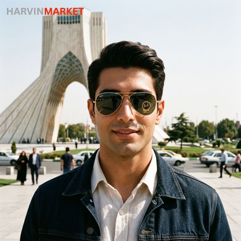 عینک آفتابی مردانه ری‌بن (Ray-Ban) مدل خلبانی – فریم طلایی و لنز G-15 سبز